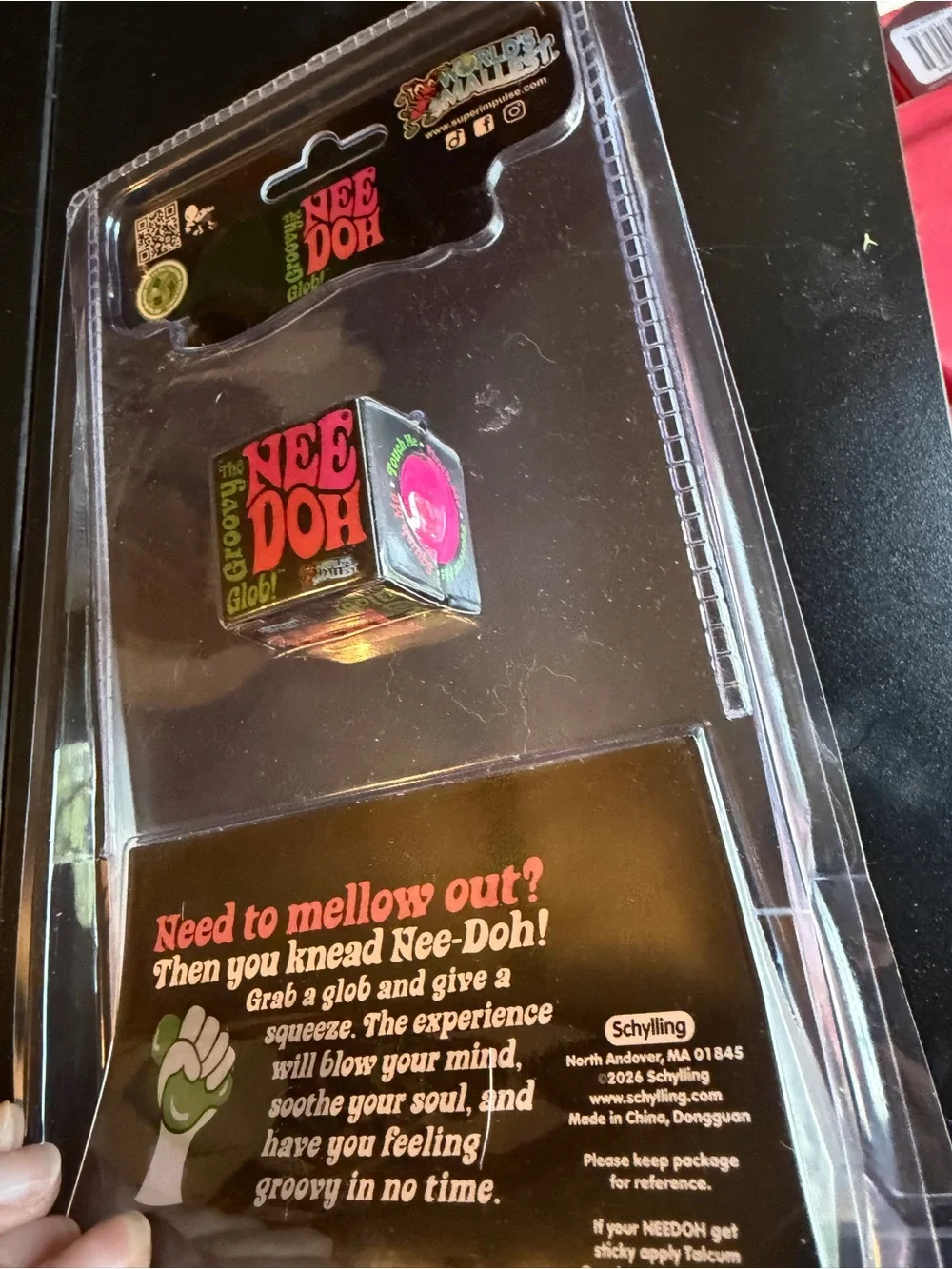 New Nee Doh Schylling World's Smallest Groovy Glob PINK RARE Needoh Tiny Ball